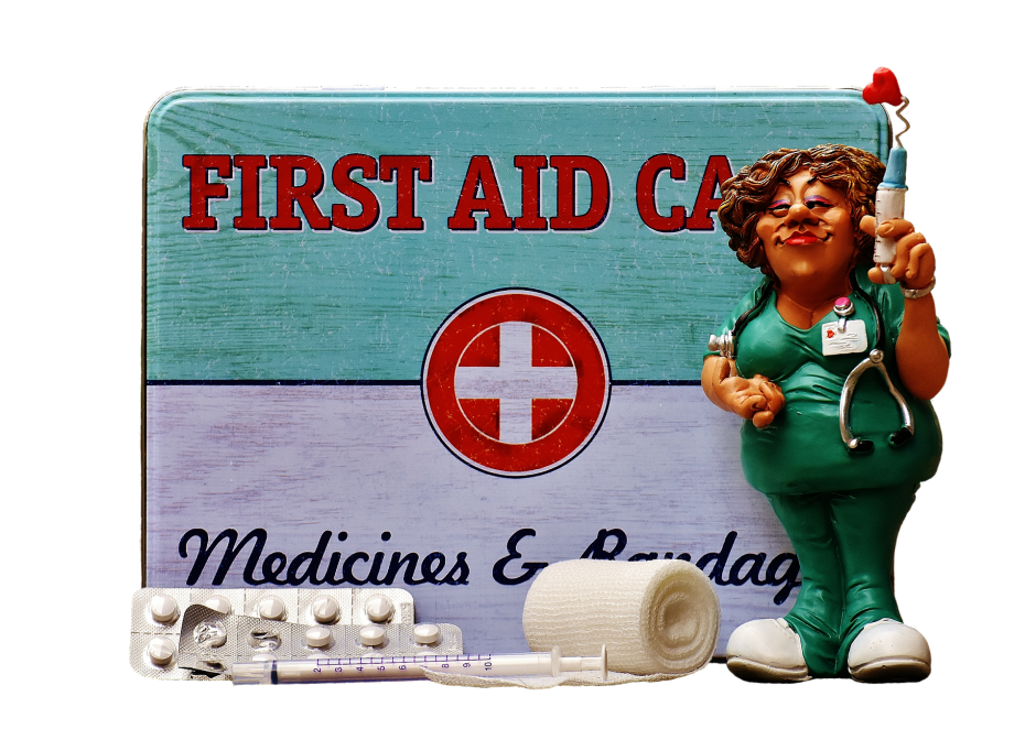 First Aid Care Medical Box with a nurse 