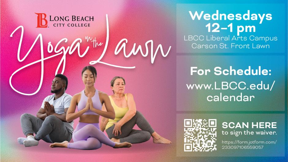 LBCC- YOGA ON THE LAWN POSTER with QR code on it
