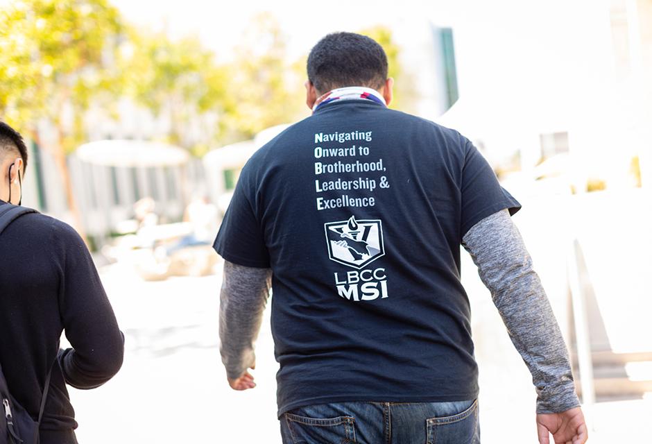 LBCC student wearing T-shirt of Male Success Initiative