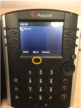 Polycom phone sign-in button