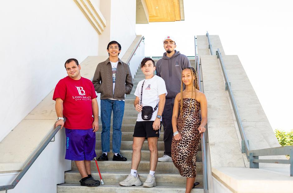 a group of LBCC students on a stairway