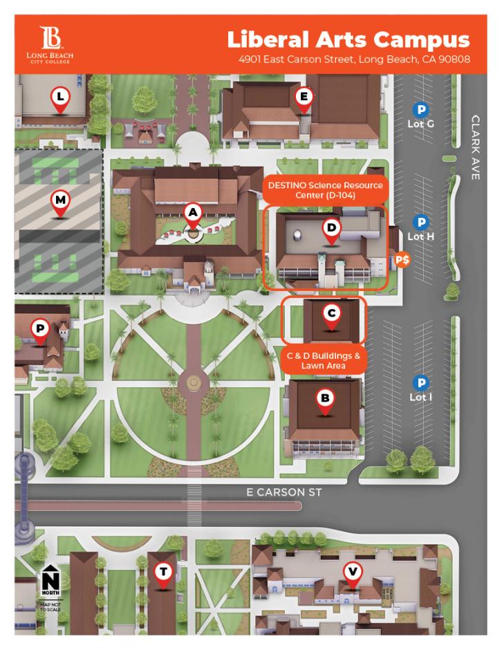 LBCC 2023 Science Night Map, highlighting C and D building