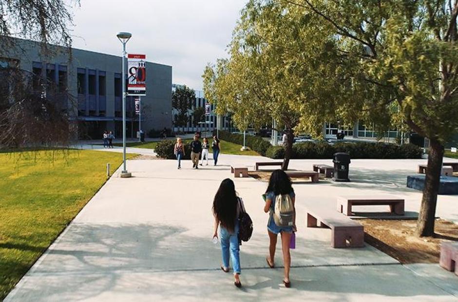  Students walking in the Trades, Technology, and Community Learning Campus