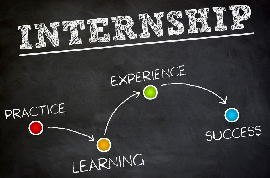 The words "internships" written on a chalkboard.