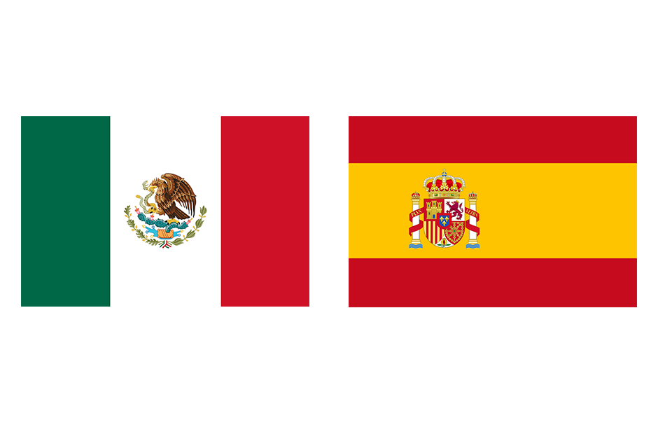 The flags of Mexico & Spain.