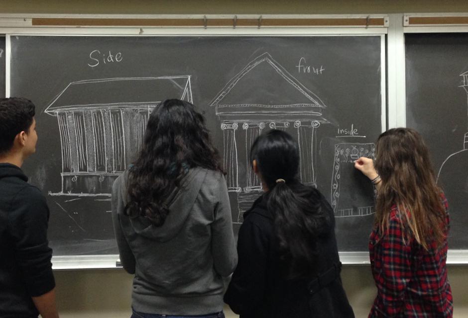 Art History students study ancient architecture