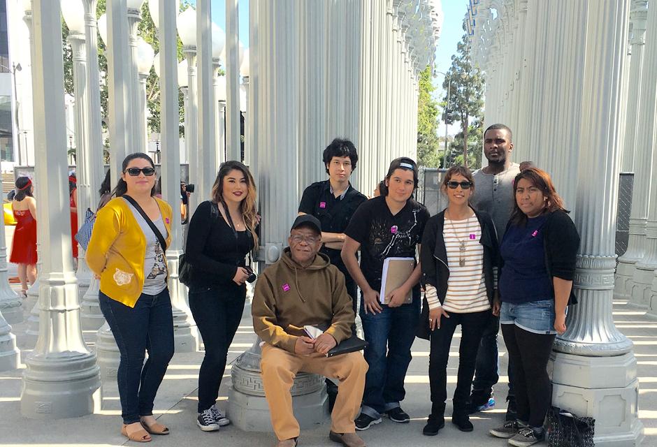LBCC students at Chris Burden’s Urban Light sculpture at the Los Angeles County Museum of Art.