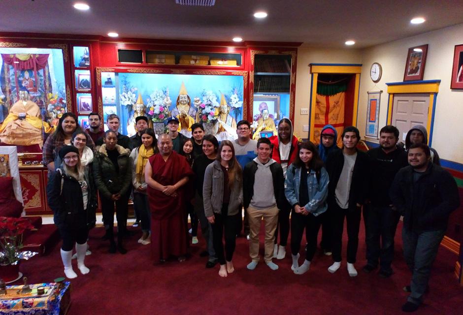 An Intercultural Communication class from Long Beach City College visits a local Buddhist Temple to learn about religion and communication.