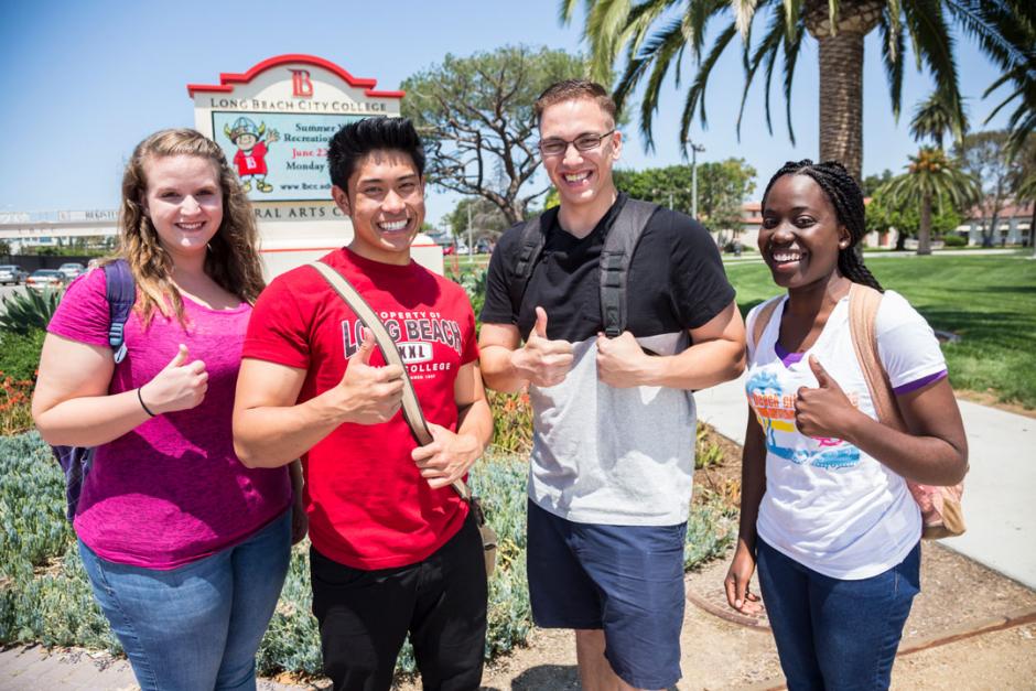 LBCC students thumbs up in front of LAC Campus