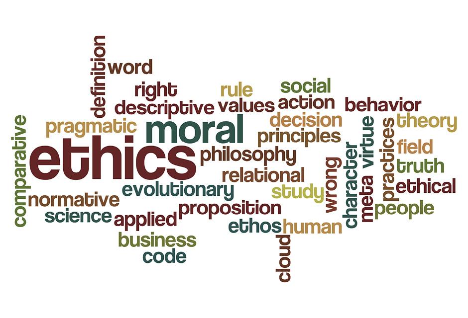 ethics moral philosophy word cloud concept on white
