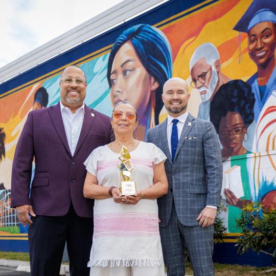 the North Long Beach Higher Education Center exterior mural that won the 2024 Davey Award Gold Winner in the category of Outdoor