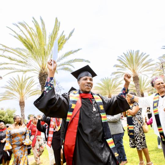 Black Student at Graduation Ceremony